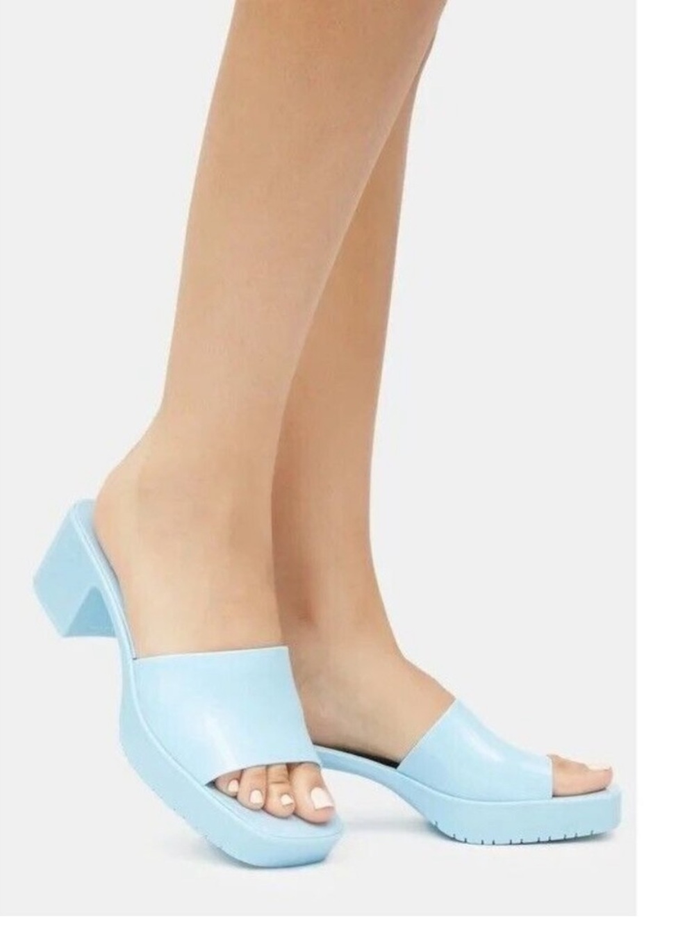 🩵 Steve Madden Harin Sandals Pink Baby Blue Patent Slide Mules 10 Barbie - Picture 5 of 16